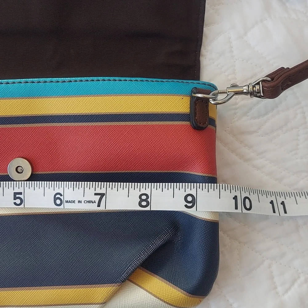 Chaps Crossbody Purse or Wristlet Bright Colored Striped, Distressed - Picture 6 of 10